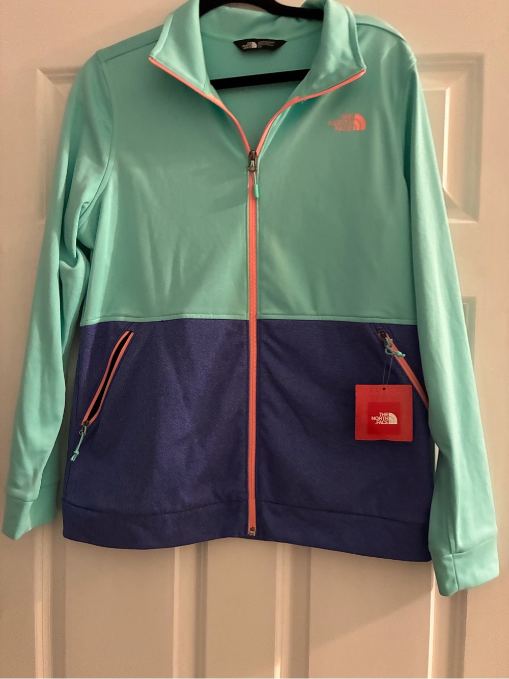 The North Face Mint Green & Purple Full-Zip Jacket with Coral Trim